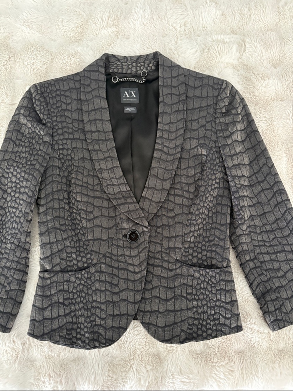A/X Armani Exchange Gray Croc-Texture Women's Blazer S